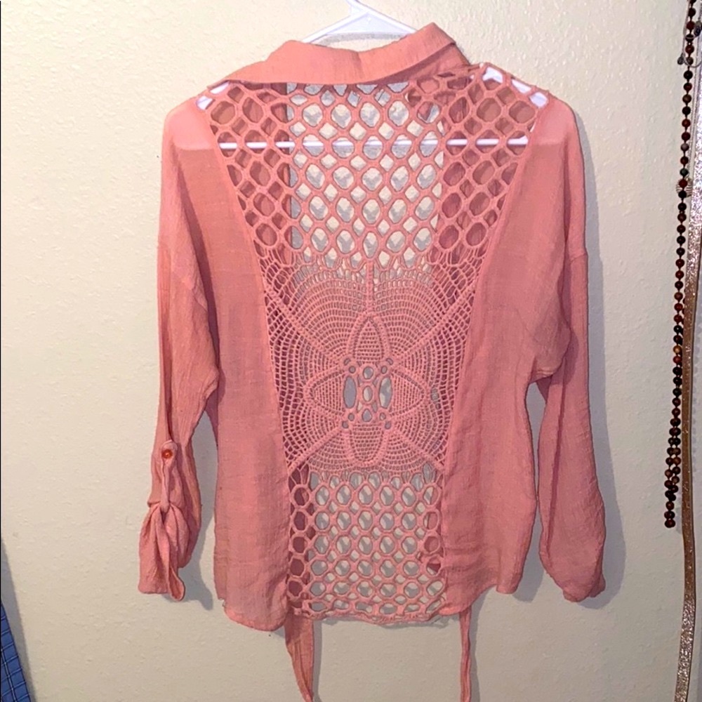 Lace Embroidered Button-Up